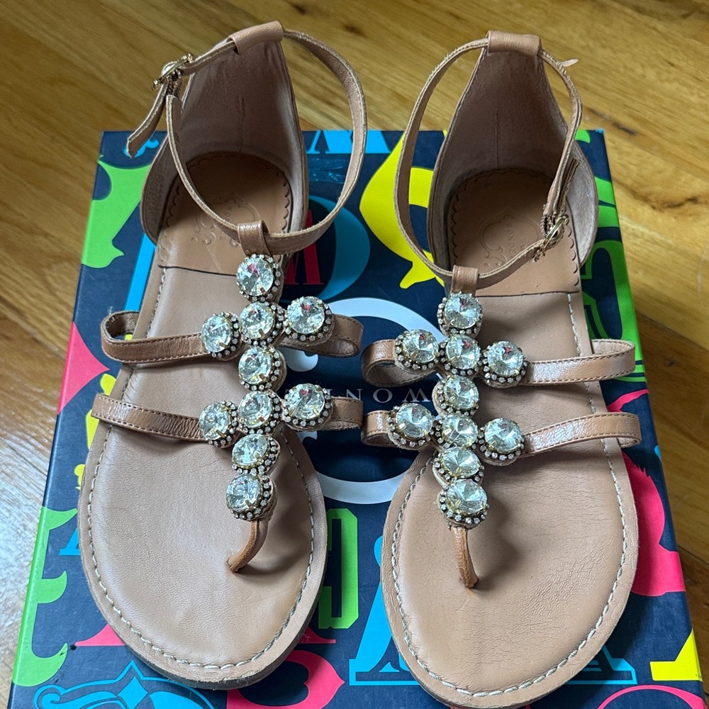 C. Wonder Tan Sandals with Crystal Accents